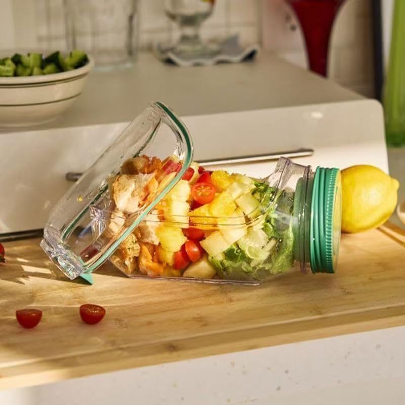 Salad Jar Pod with Side Hatch Bowl for Home Outdoor Travel Lunch