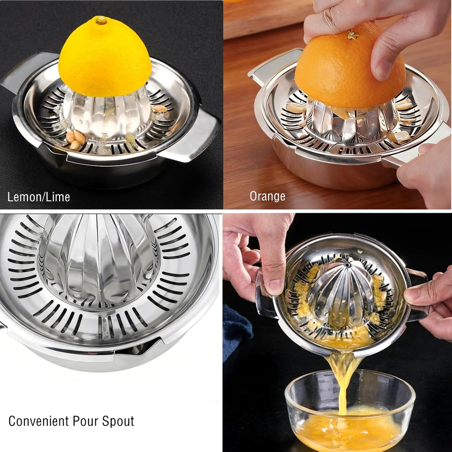 Stainless Steel Citrus Juicer Press — Heavy-Duty Manual Squeezer